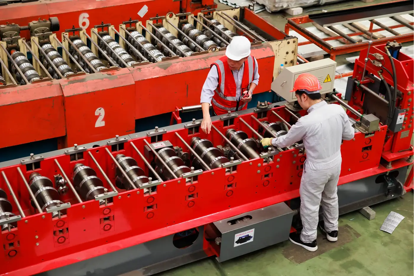Technician inspecting a lubrication machine